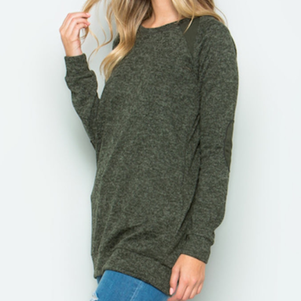 Plus Oversized Boyfriend Sweater w/ Elbow Patches - Picture 4 of 5